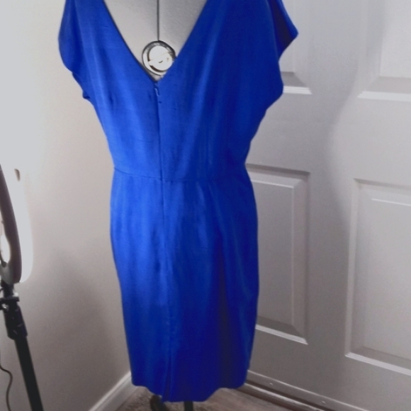 GearyRoark Sz 14, Silk 100% Royal Blue Midi with lower V Back - Picture 2 of 4